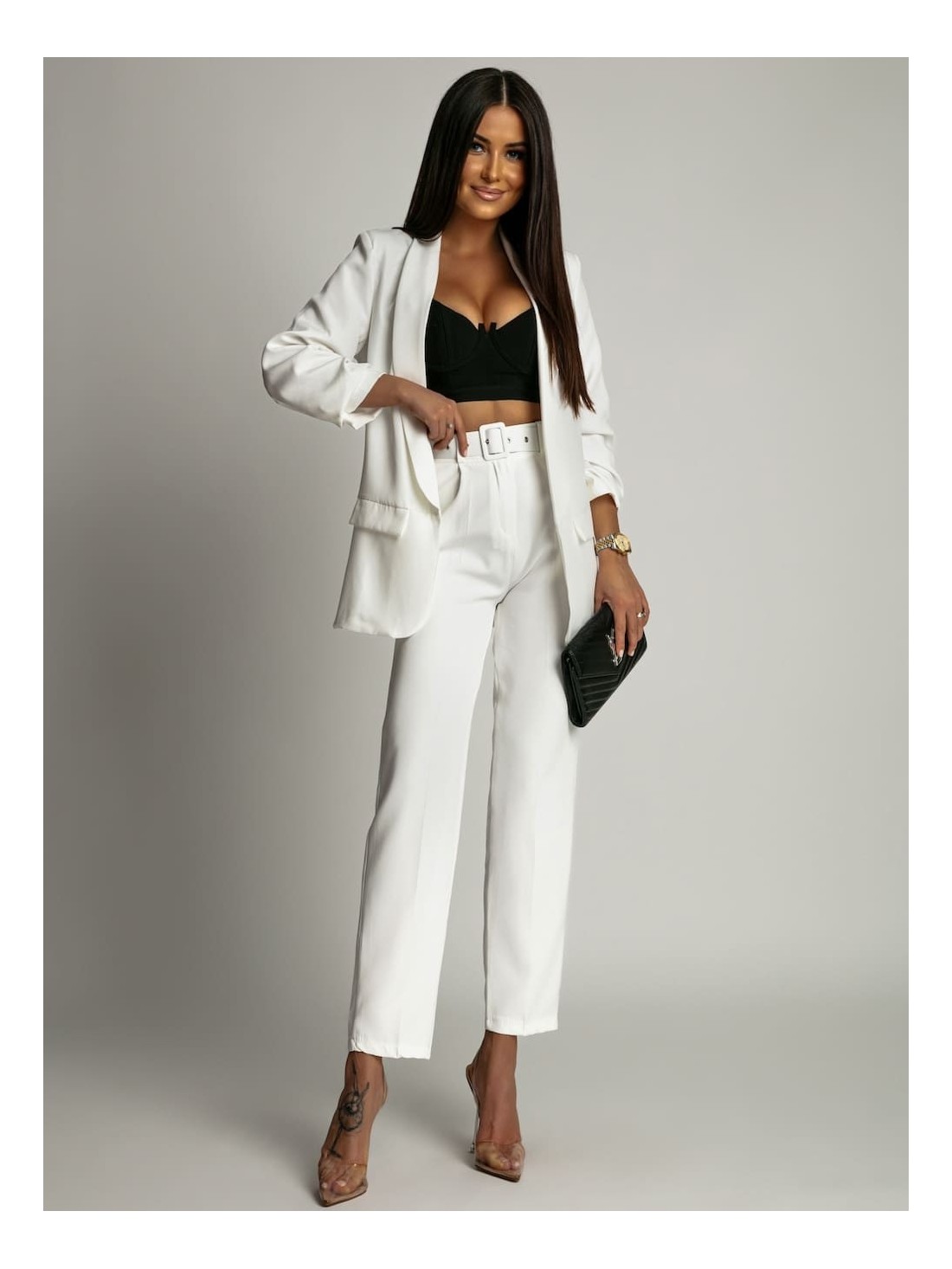 Elegant set of jacket and trousers, white 7684